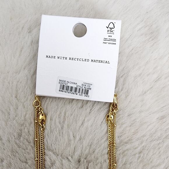 Madewell Mother of Pearl Dainty Layered Necklace Set 3-Pack Vintage Gold NWT - Picture 11 of 12